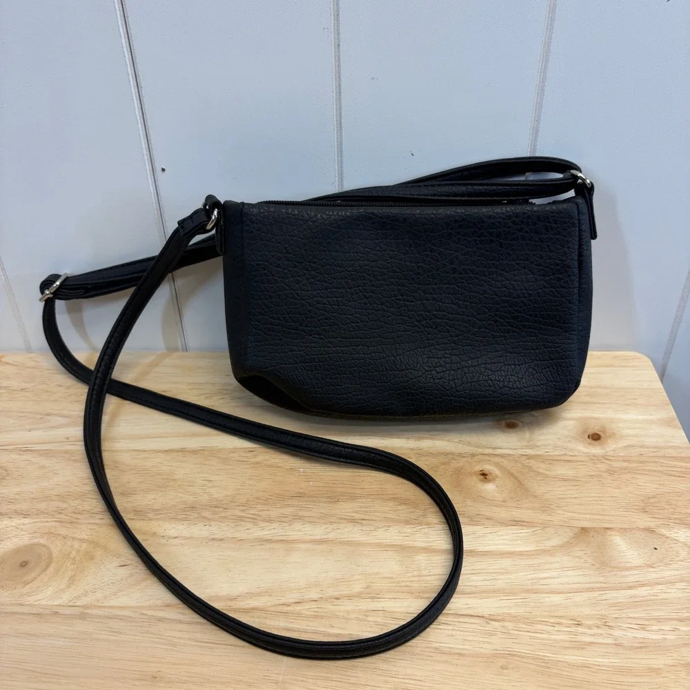 MultiSac Travel Triple Pocket Crossbody Utility Bag Women Small Vegan Leather